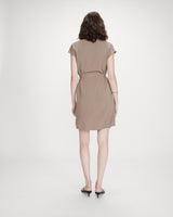 Robe courte fluide col V manches courtes kaki Marilou
