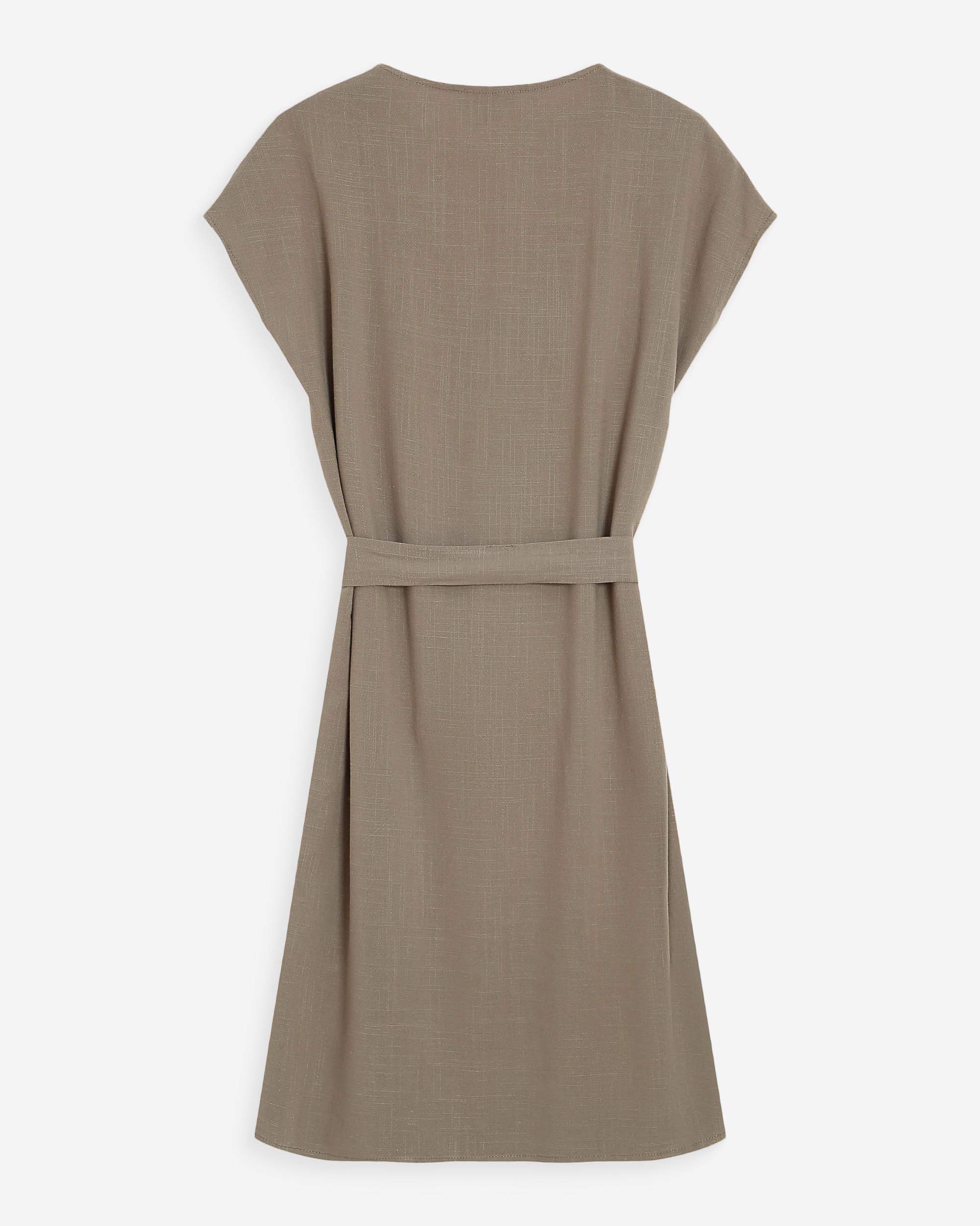 Robe courte fluide col V manches courtes kaki Marilou