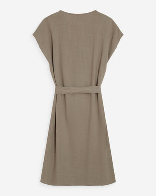 Robe courte fluide col V manches courtes kaki Marilou