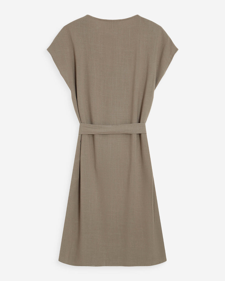 Robe courte fluide col V manches courtes kaki Marilou