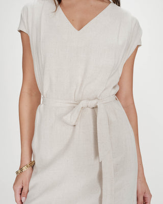 Robe courte à col V sable Marilou