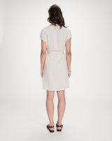 Robe courte fluide col V manches courtes sable Marilou