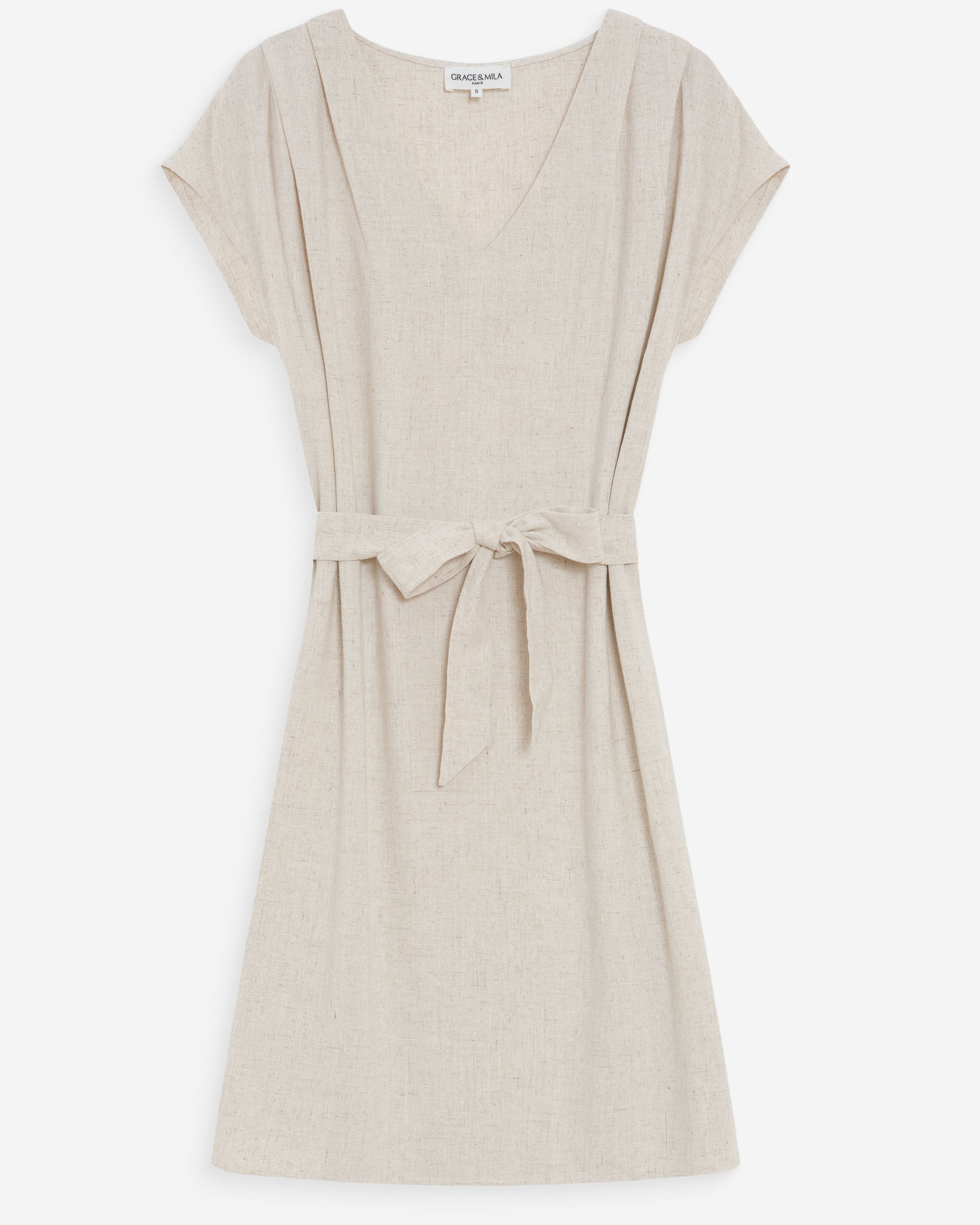 Robe courte à col V sable Marilou