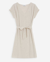 Robe courte fluide col V manches courtes sable Marilou