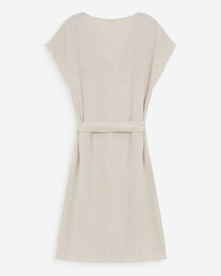 Robe courte fluide col V manches courtes sable Marilou