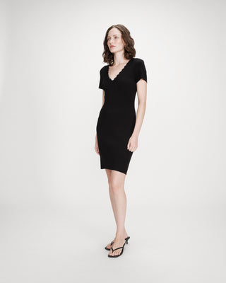 Robe courte en maille noir Valeriane
