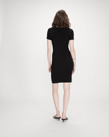 Robe courte ajustée en maille à col V noir Valeriane