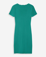 Fitted short knit V-neck dress vert Valeriane