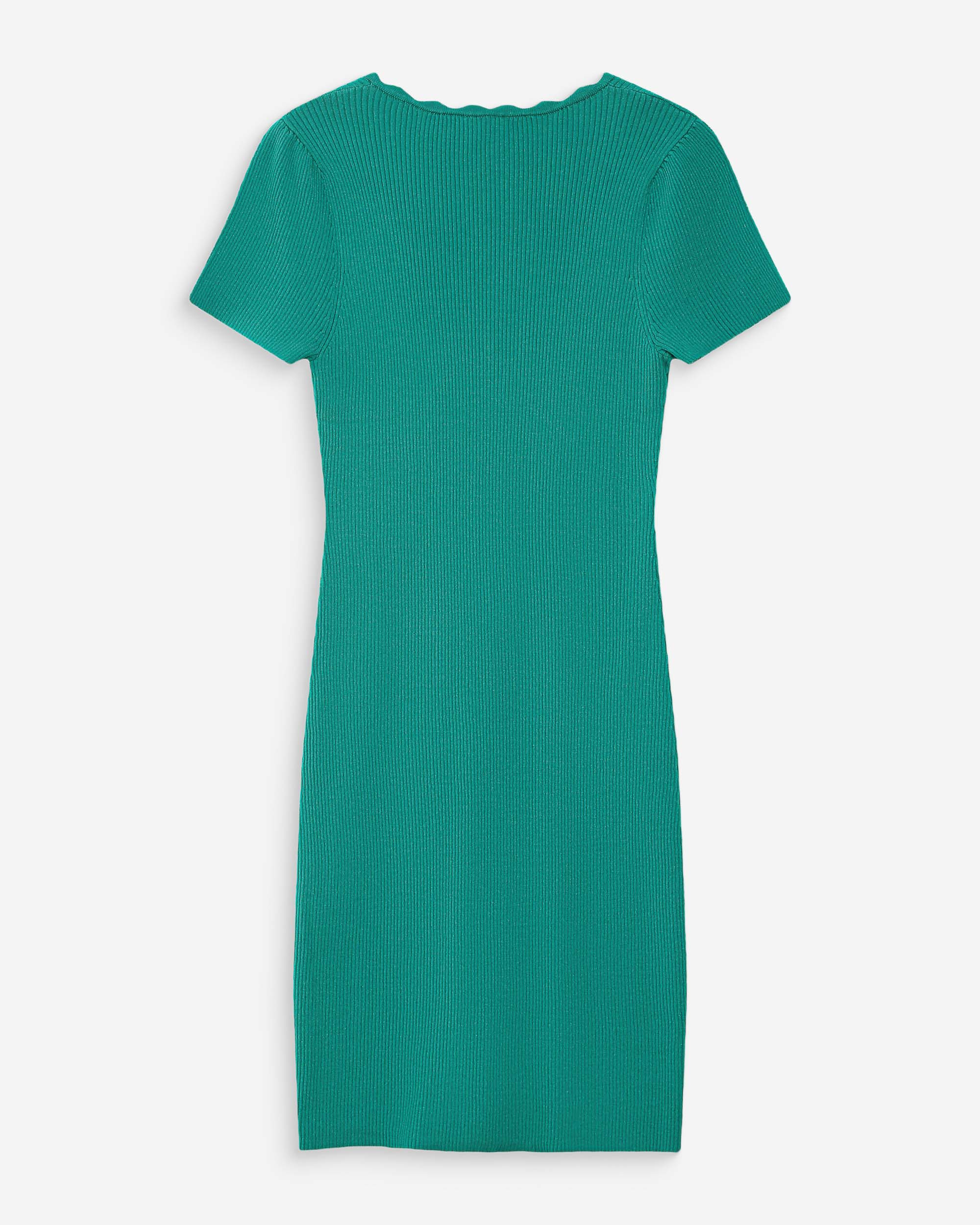 Fitted short knit V-neck dress vert Valeriane