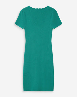 Fitted short knit V-neck dress vert Valeriane