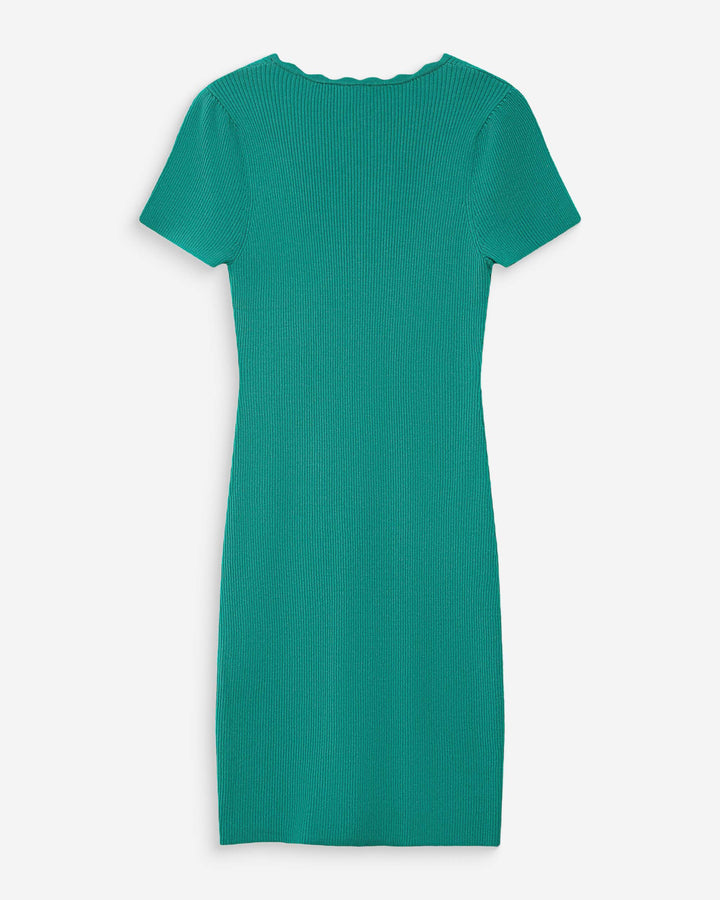 Fitted short knit V-neck dress vert Valeriane