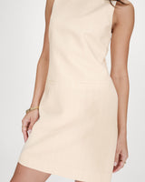 Robe courte rayée en lin vanille Vea