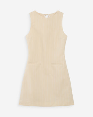 Robe courte rayée en lin vanille Vea