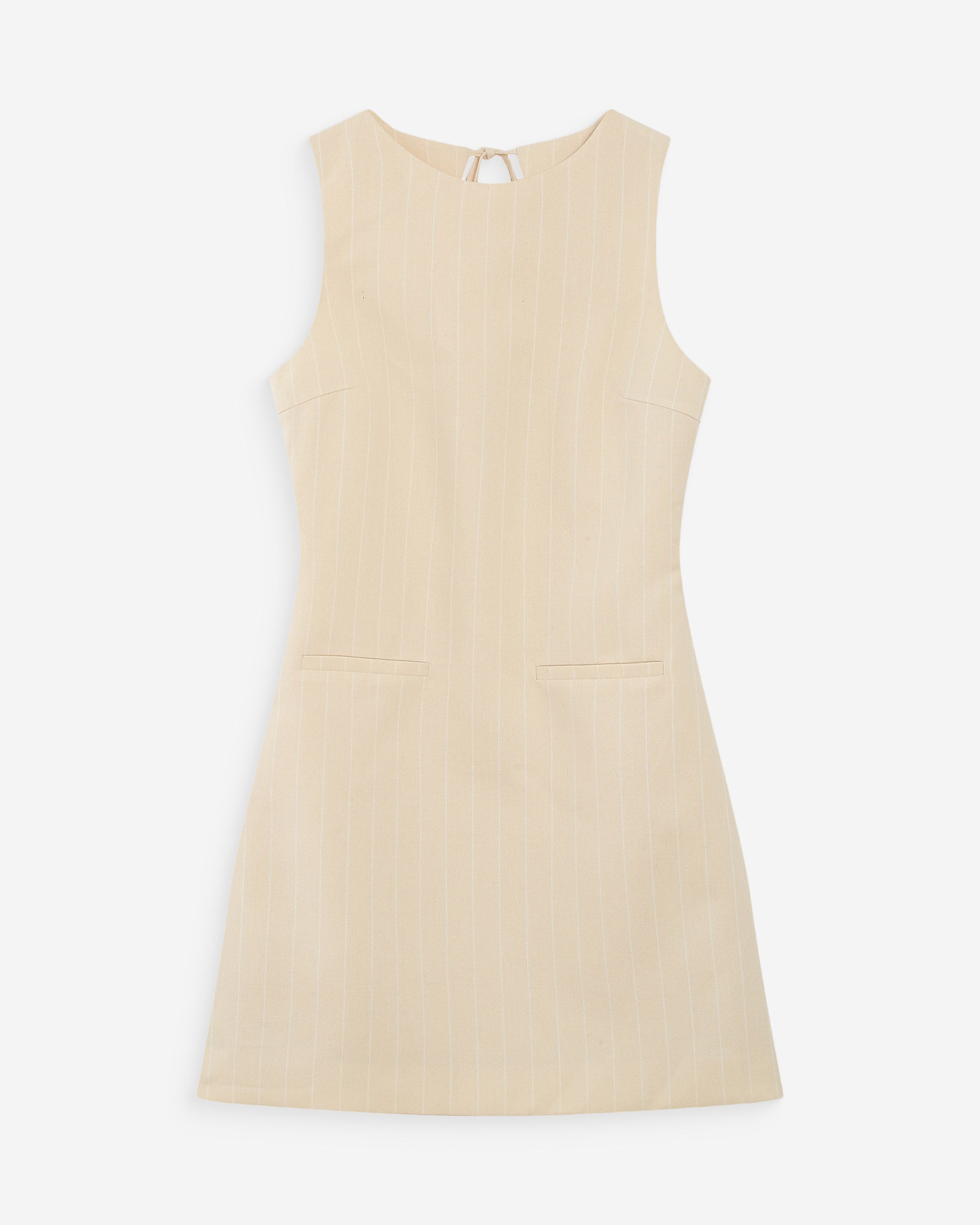 Robe courte rayée en lin vanille Vea