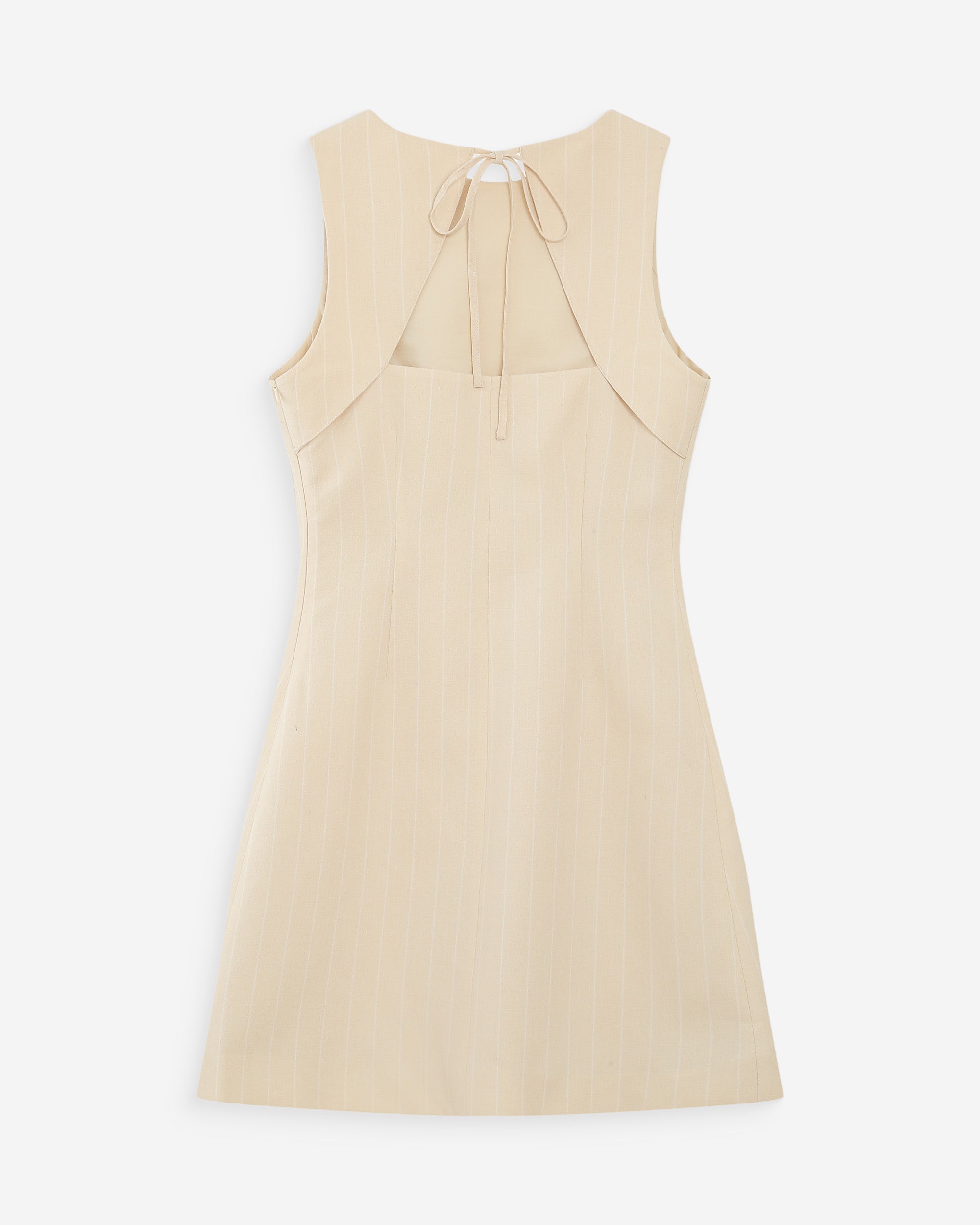 Robe courte rayée en lin vanille Vea