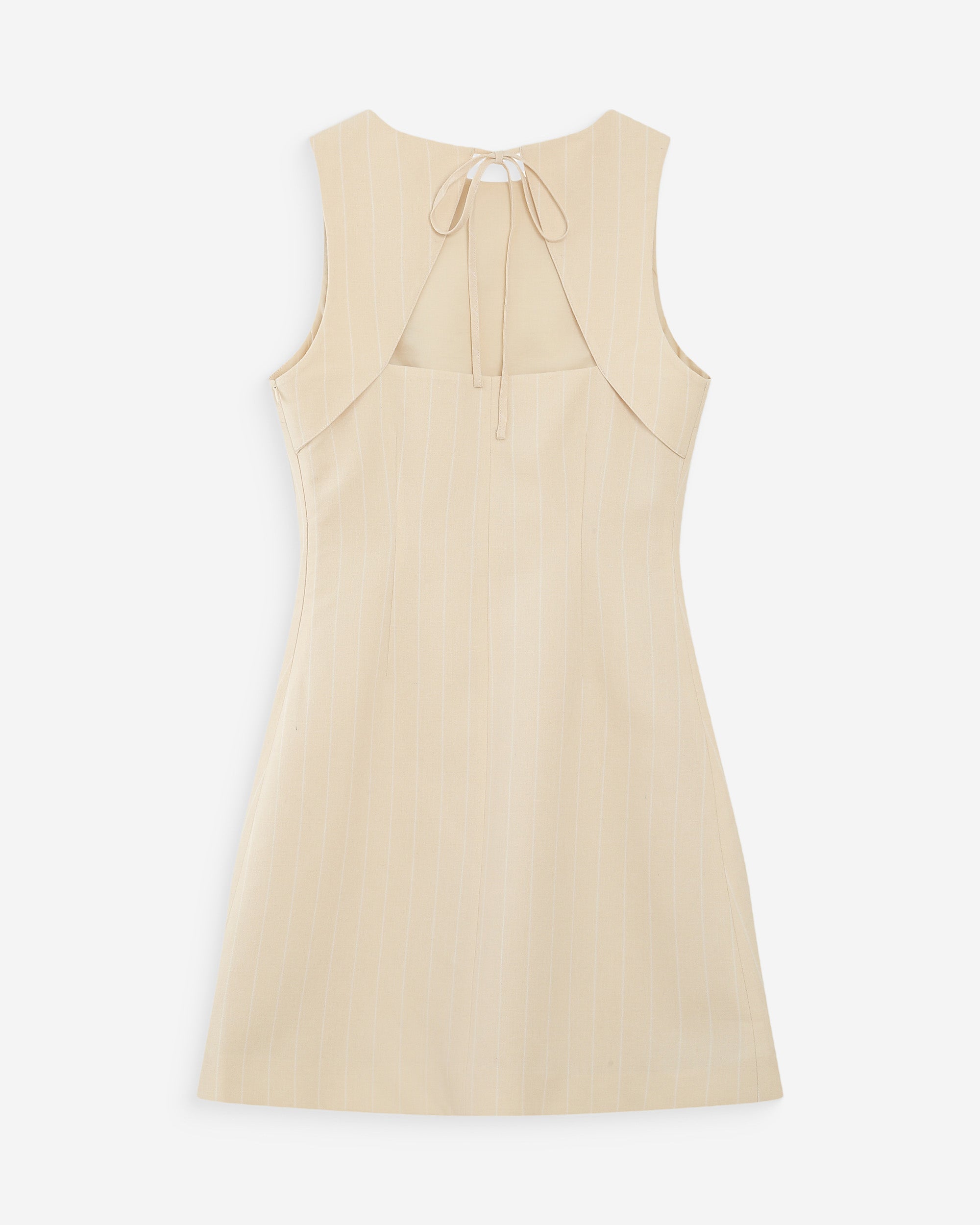 Robe courte rayée en lin vanille Vea
