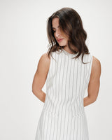 Robe courte rayée en lin white Vea