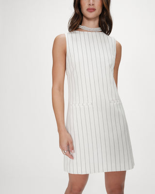 Robe courte rayée en lin white Vea