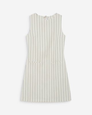 Robe courte rayée en lin white Vea