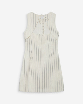 Robe courte rayée en lin white Vea