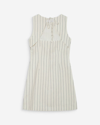 Robe courte rayée en lin white Vea