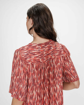 Robe courte babydoll imprimée décolleté en V sanguine Vylla