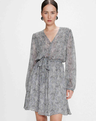 Robe courte imprimée col V ciel Violette