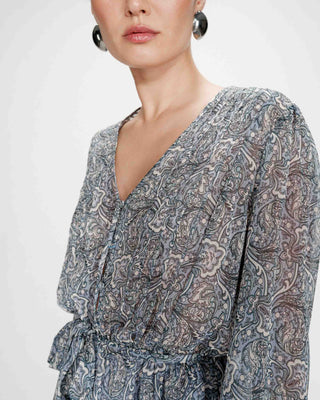 Robe courte imprimée col V ciel Violette