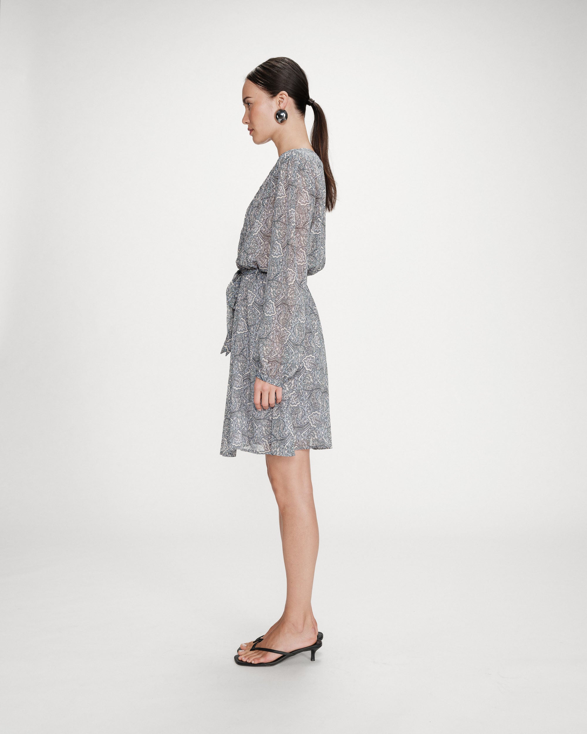 Robe courte imprimée col V ciel Violette