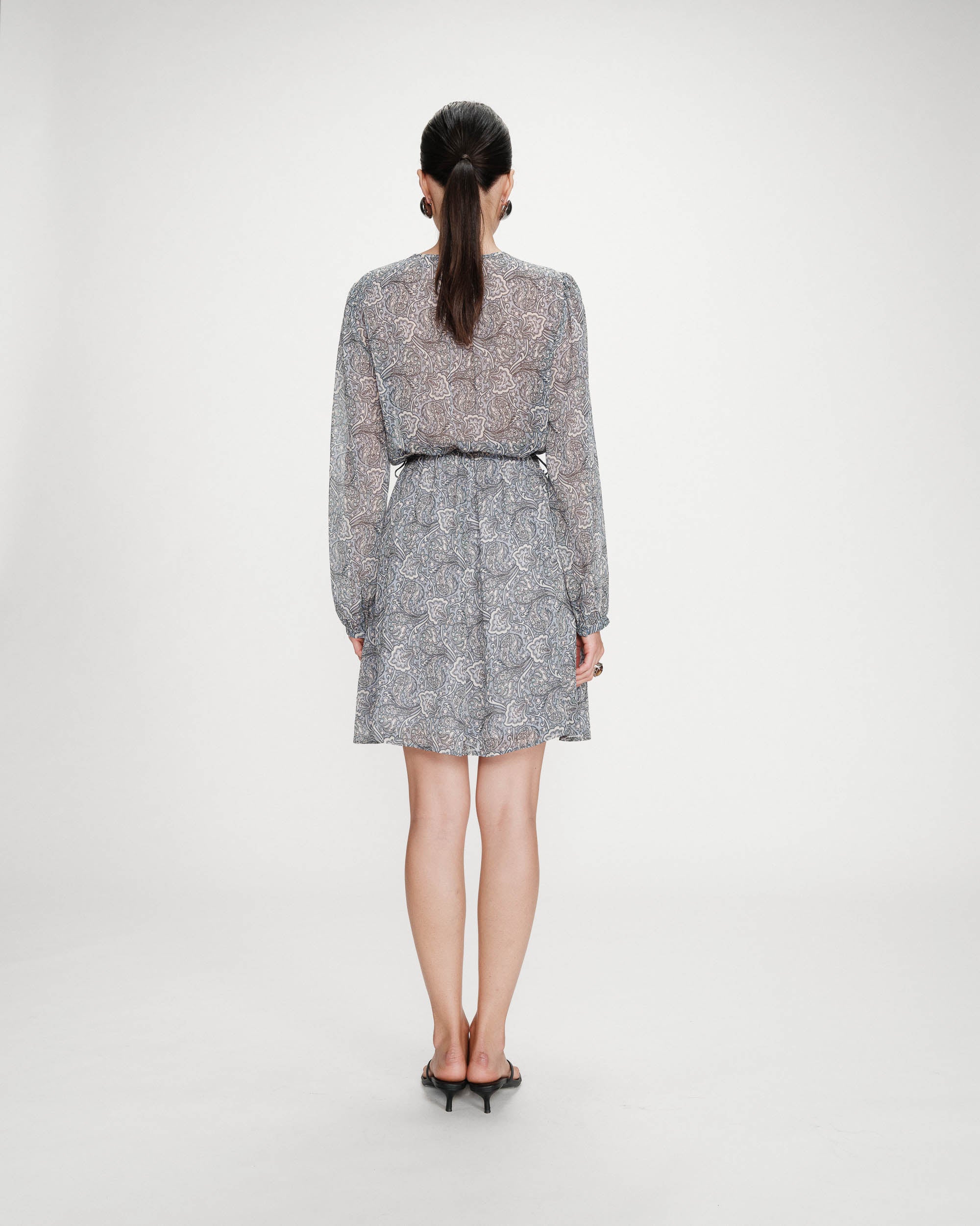 Robe courte imprimée col V ciel Violette