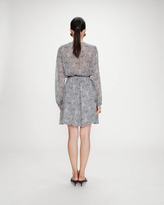 Robe courte imprimée col V ciel Violette