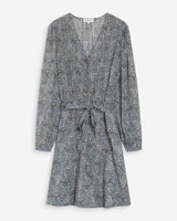 Robe courte évasée col V manches longues ciel Violette