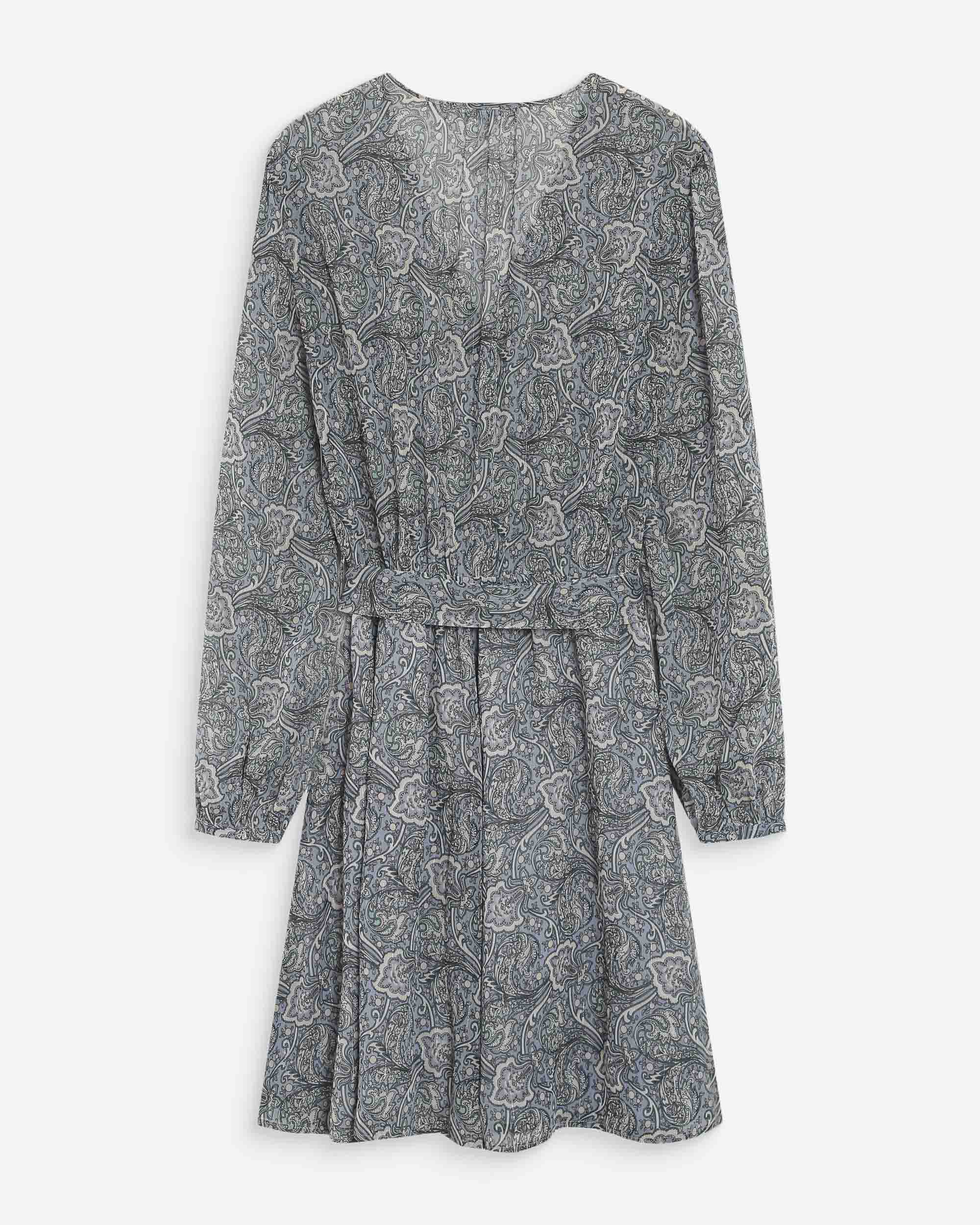 Robe courte évasée col V manches longues ciel Violette