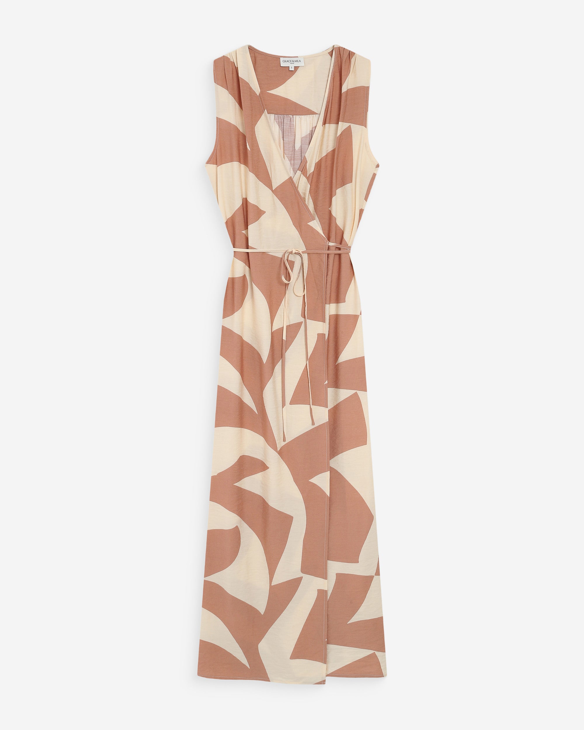 Vestido largo cruzado mocha Velline