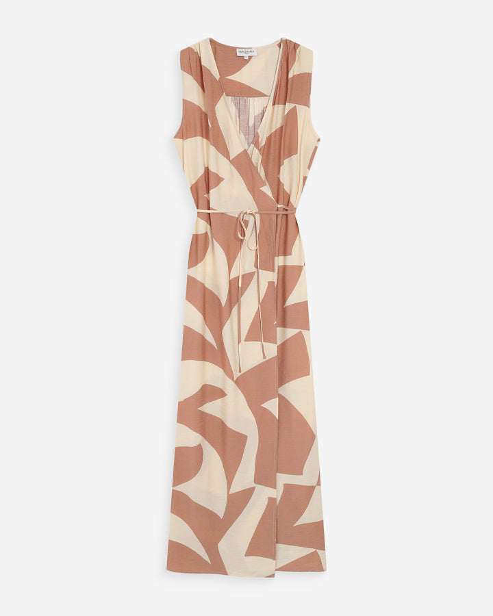 Vestido largo cruzado mocha Velline