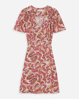 Vestido corto estampado con escote en V peche Victoire