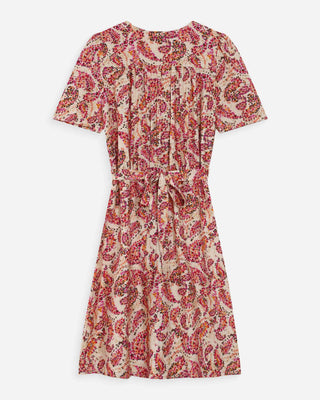 Robe courte manches bouffantes imprimée peche Victoire