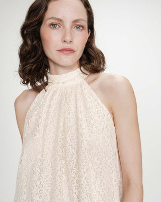 Robe courte en dentelle ecru Vasarely