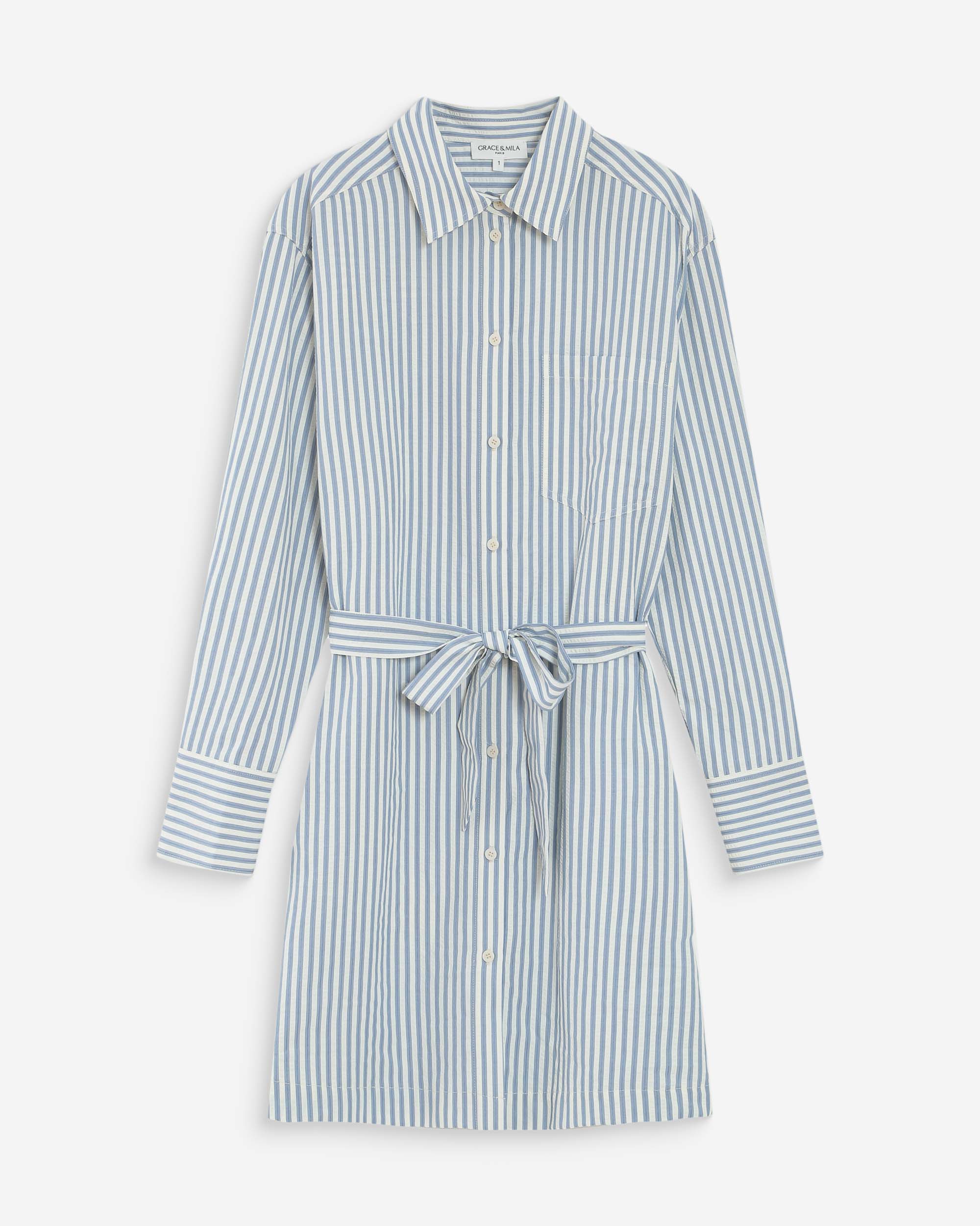 Robe chemise courte bleuet Visery