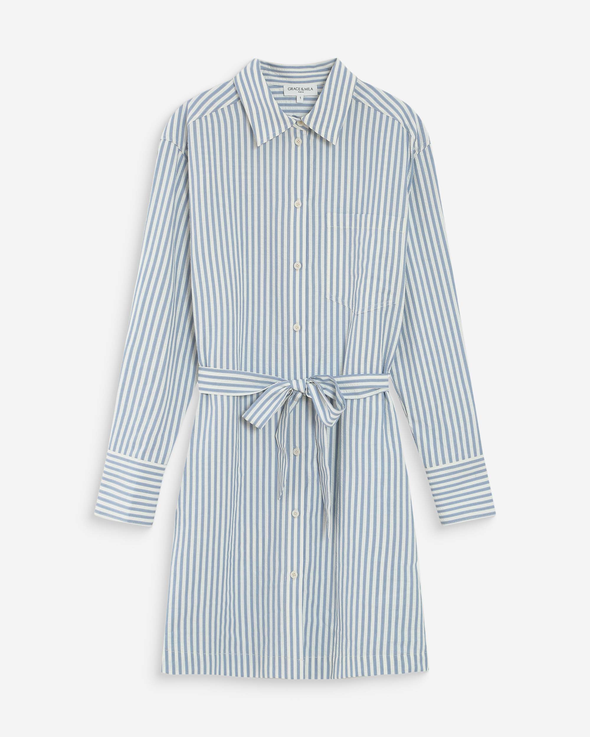 Robe chemise courte bleuet Visery