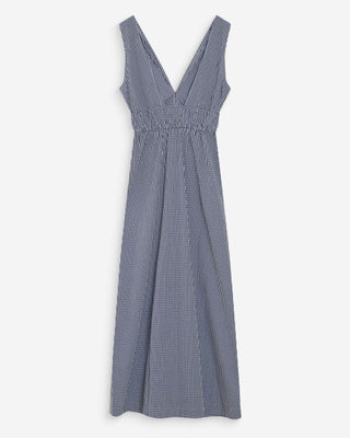 Robe longue à carreaux marine Velmira