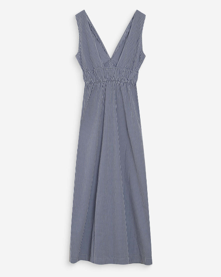 Robe longue à carreaux marine Velmira
