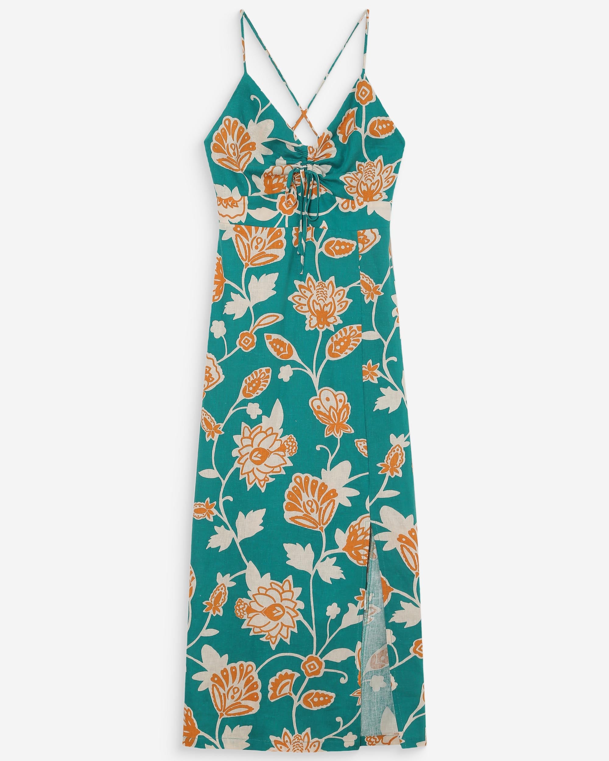 Robe longue imprimée vert Velyssa