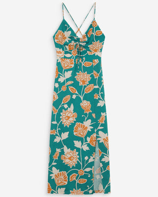 Robe longue imprimée vert Velyssa