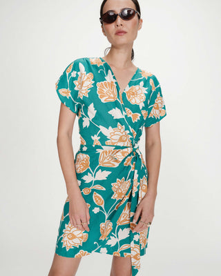 Robe courte à fleurs vert Velora
