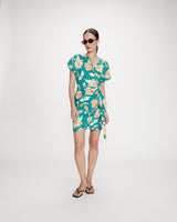 Robe courte à fleurs vert Velora