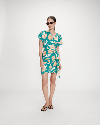 Robe courte à fleurs vert Velora