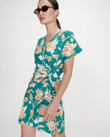 Robe courte à fleurs vert Velora