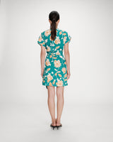 Robe courte à fleurs vert Velora