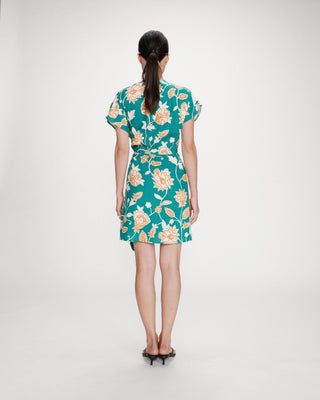 Robe courte à fleurs vert Velora